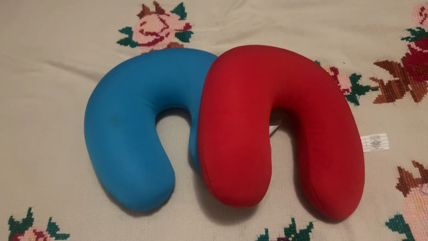 Two Neck Pillows - Blue and Red thumbnail