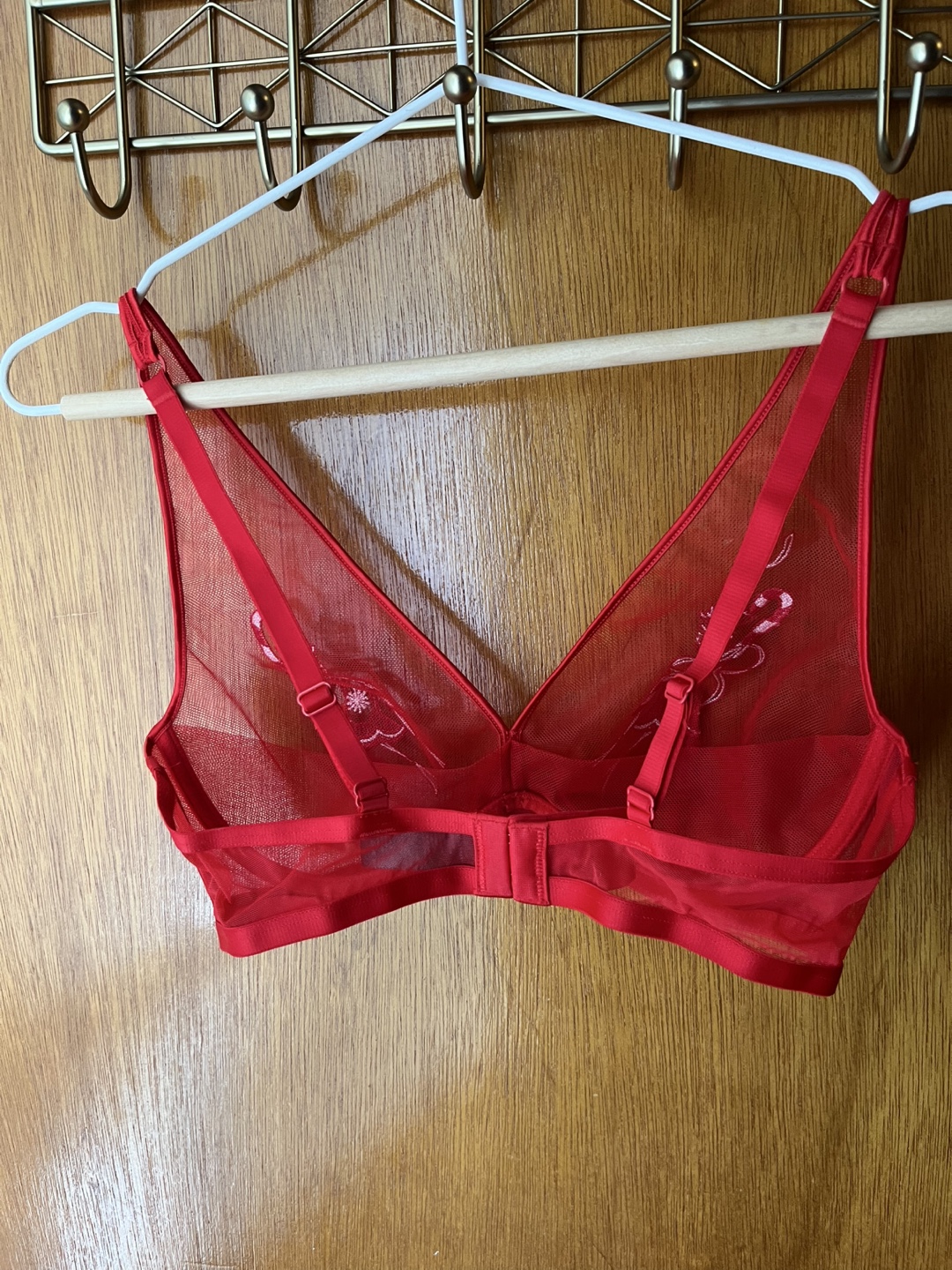 Red Unlined Sheer Candy Cane Bra - photo 2