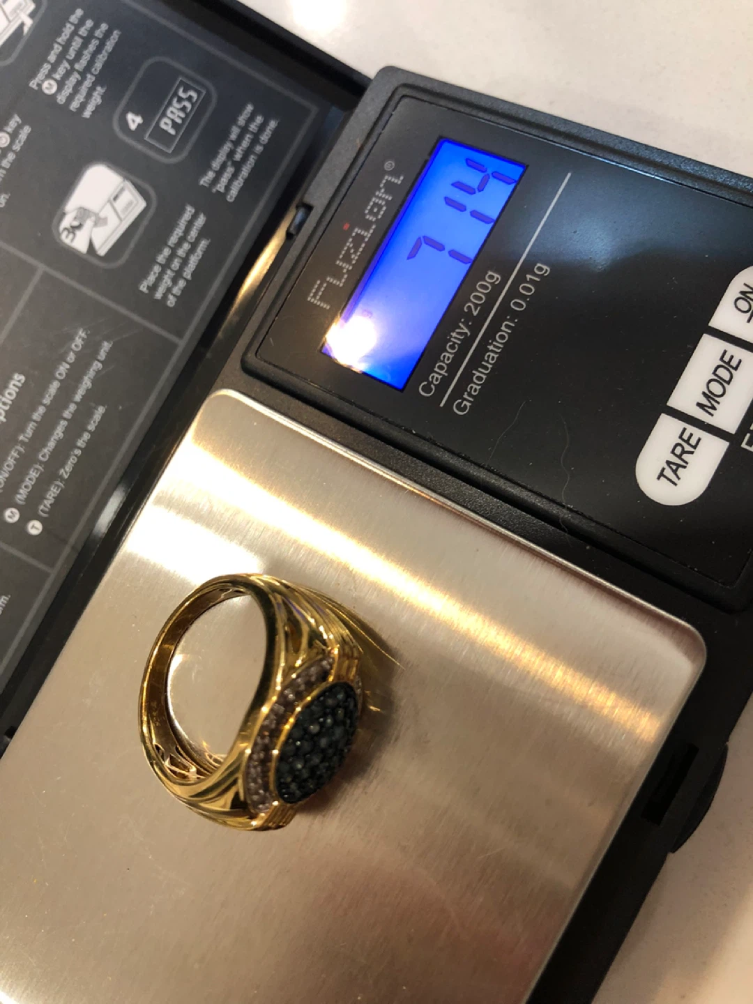 925 Gold Ring with authentic Blue & White Diamonds - photo 3