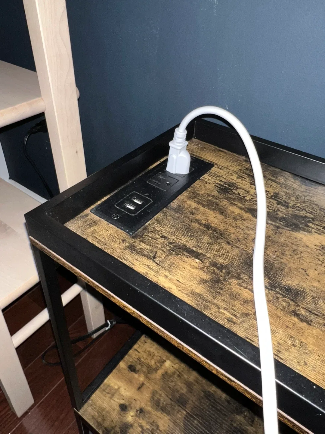 Wood & Metal End Table / Night Stand with USB Ports image indicator(2)