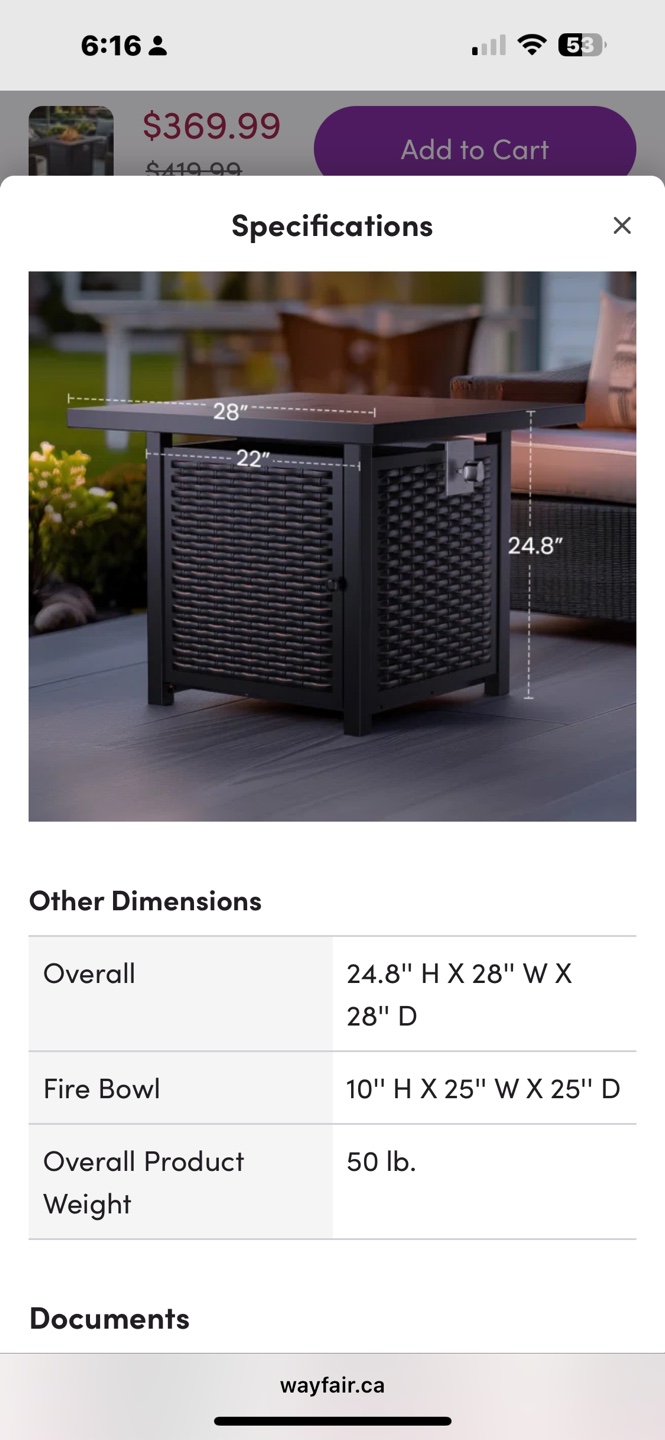 Furnimics Outdoor Gas Fire Pit Table - includes propane tank - photo 2