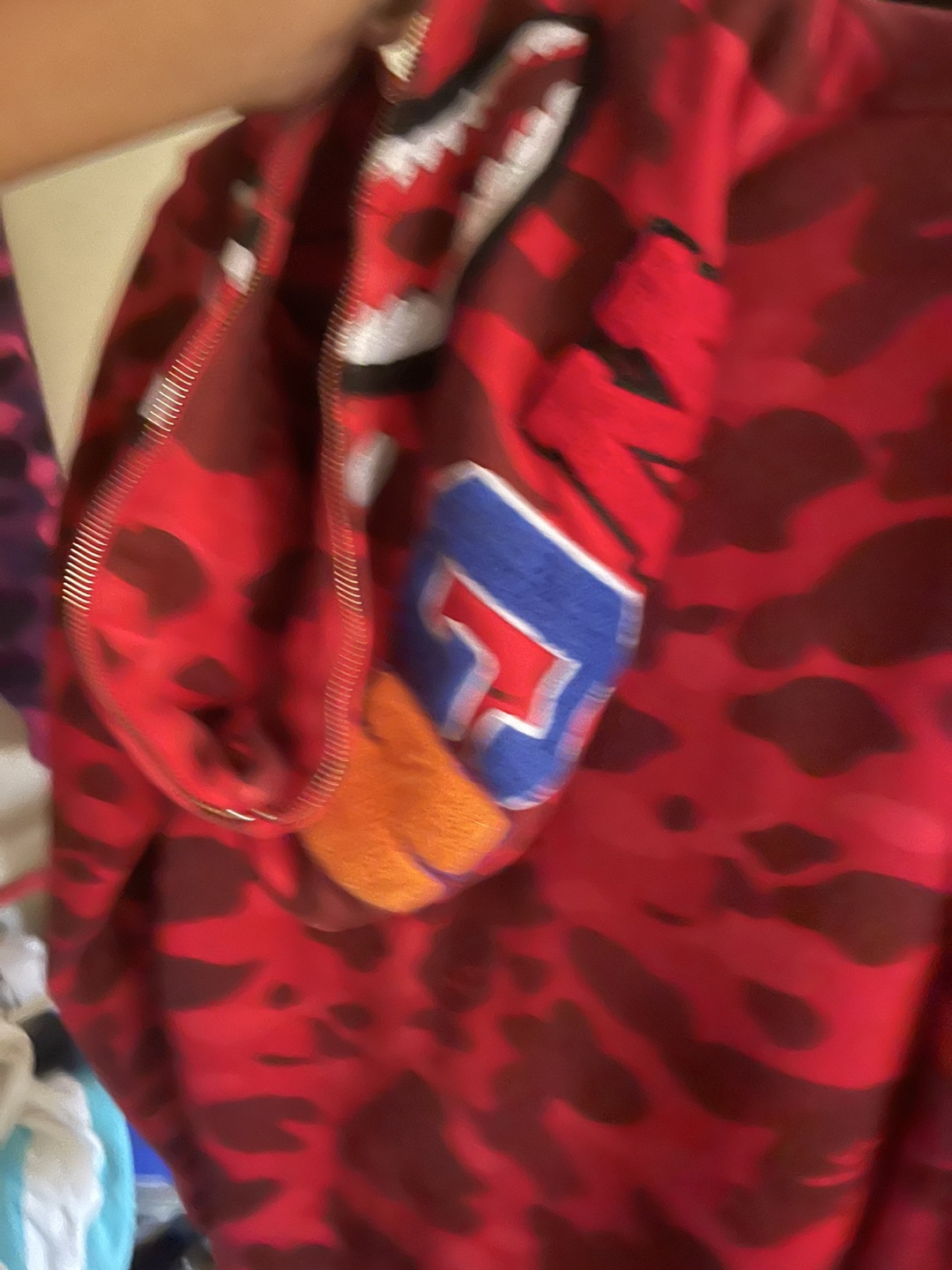 Bathing Ape BAPE Red Camo Shark Hoodie