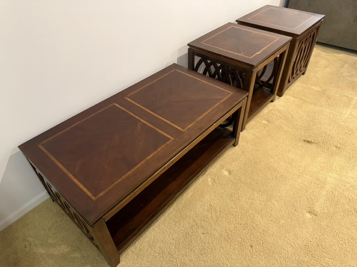 Coffee Table and End Table Set - Brown Wood