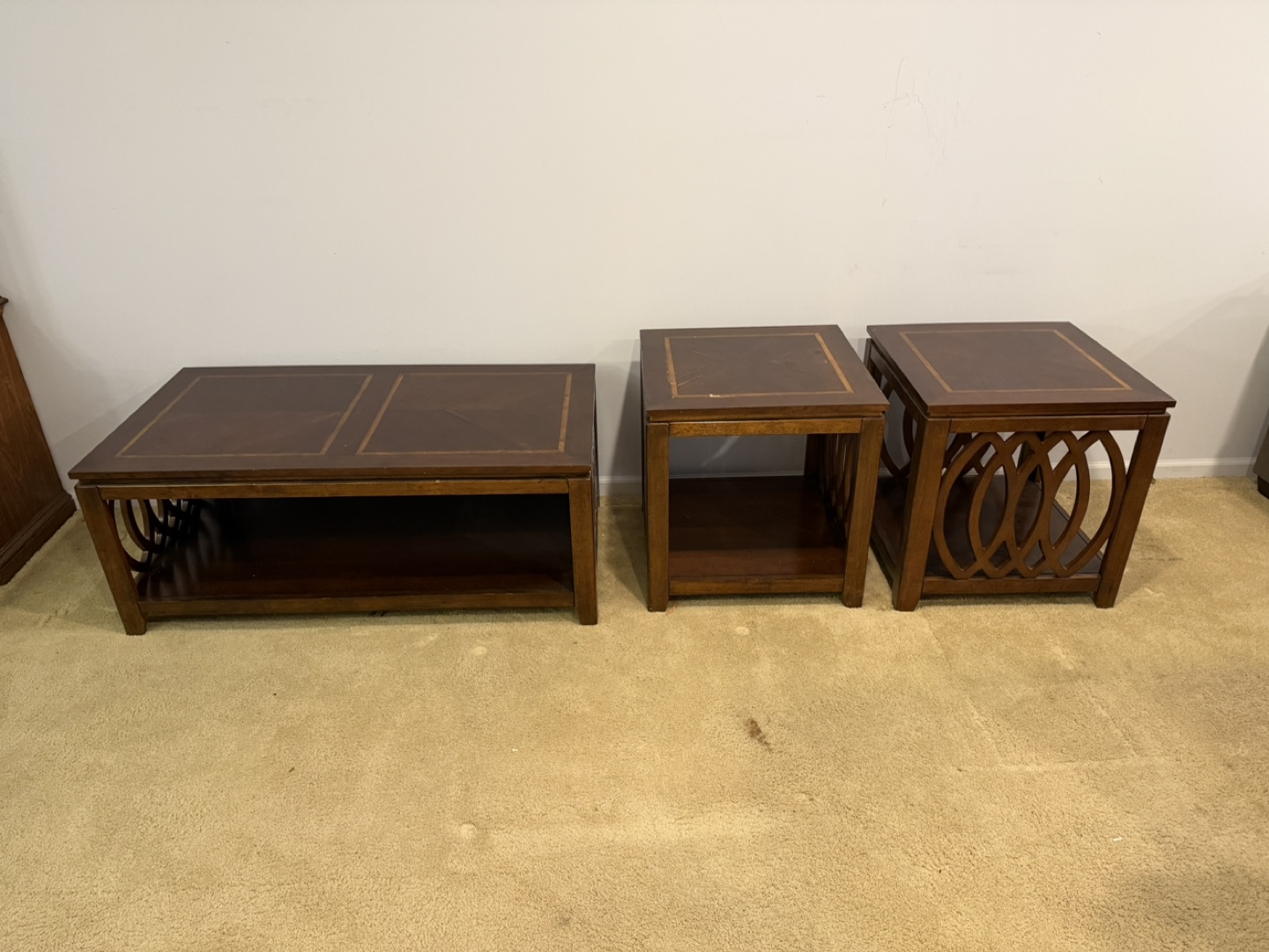 Coffee Table and End Table Set - Brown Wood - photo 3