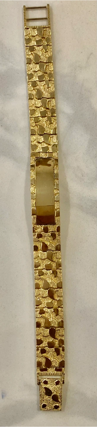 Men's 10k Yellow Gold Nugget ID Bracelet