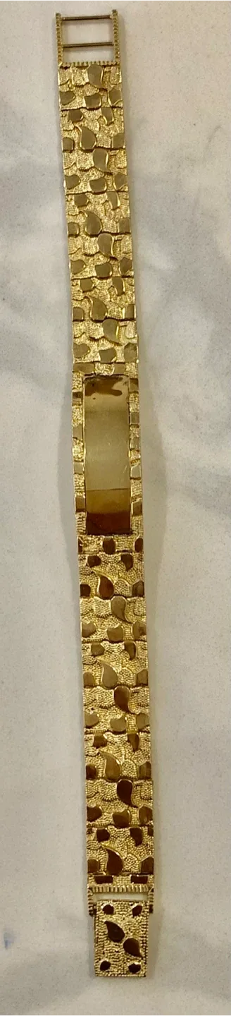 Men's 10k Yellow Gold Nugget ID Bracelet thumbnail
