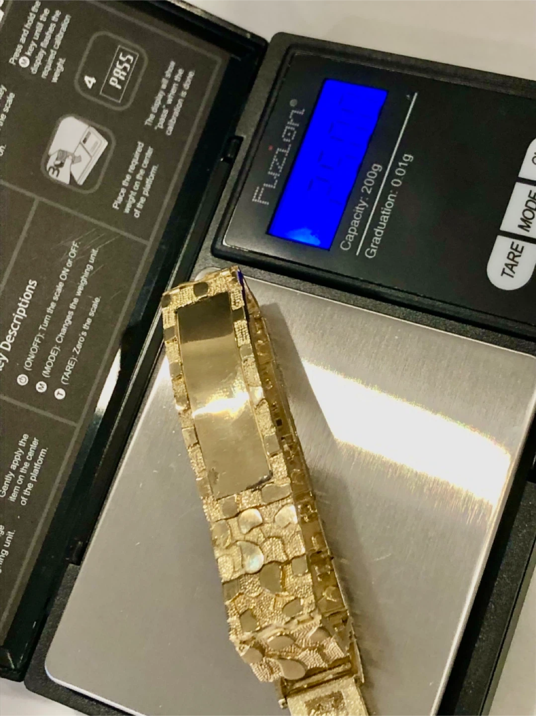 Men's 10k Yellow Gold Nugget ID Bracelet - photo 2