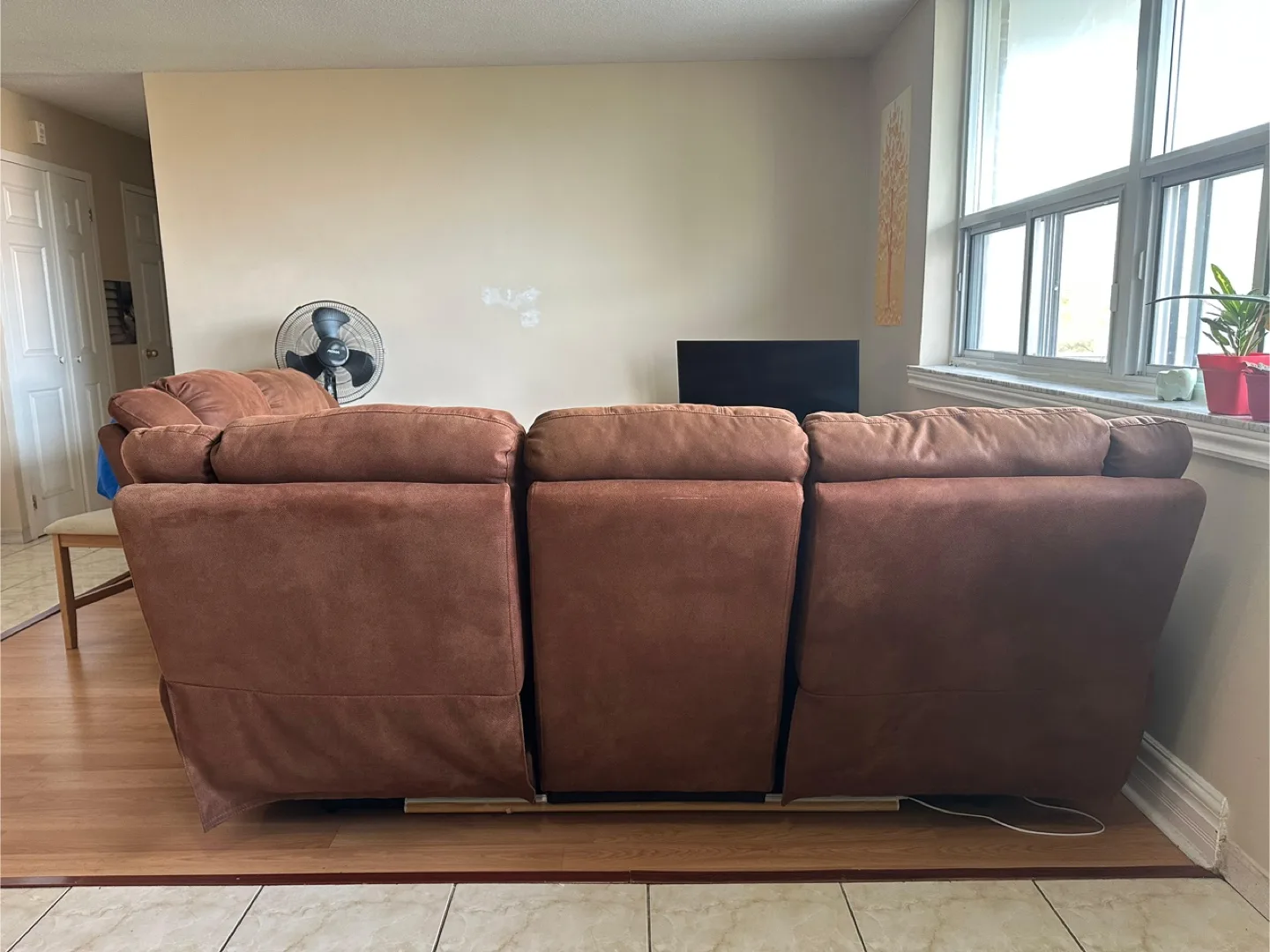 3 seater Brown Reclining Sofa and table image indicator(2)