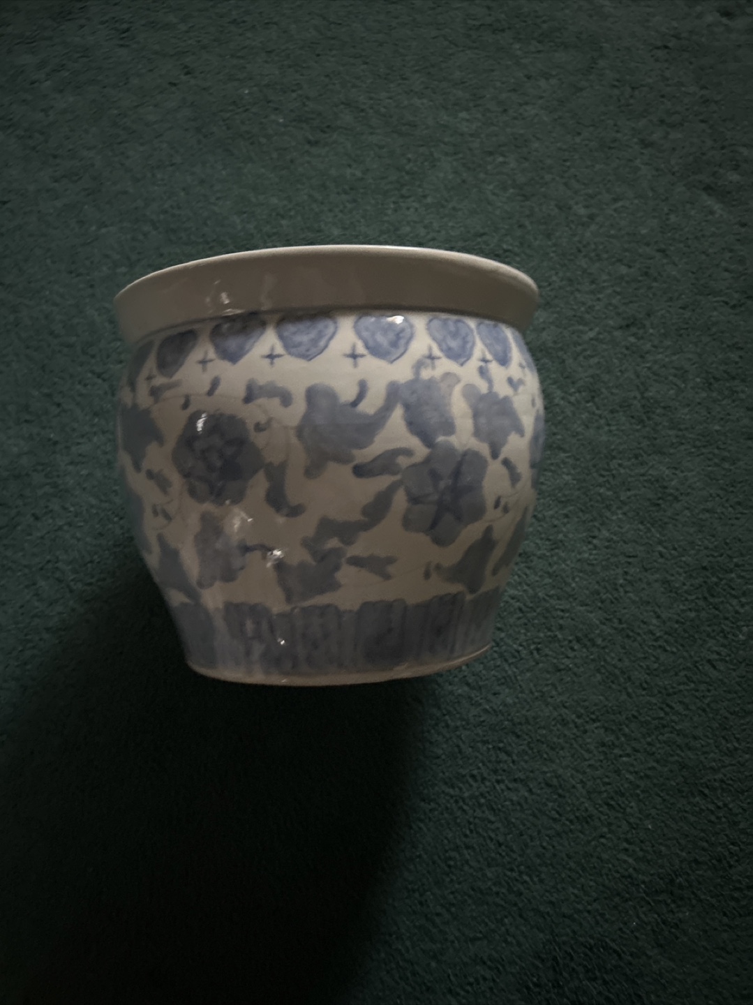 Blue & White Floral Ceramic Planter - photo 2