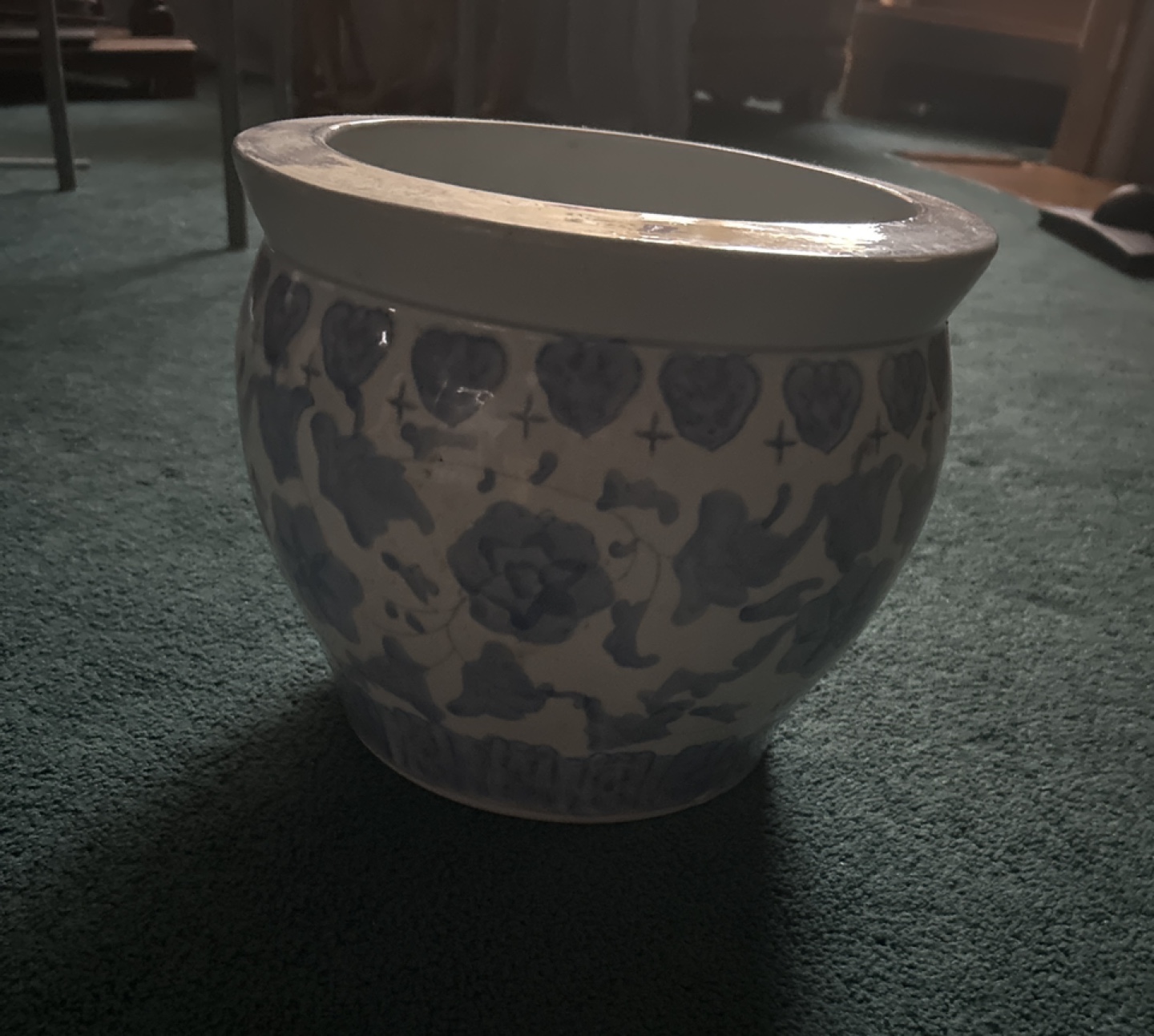 Blue & White Floral Ceramic Planter