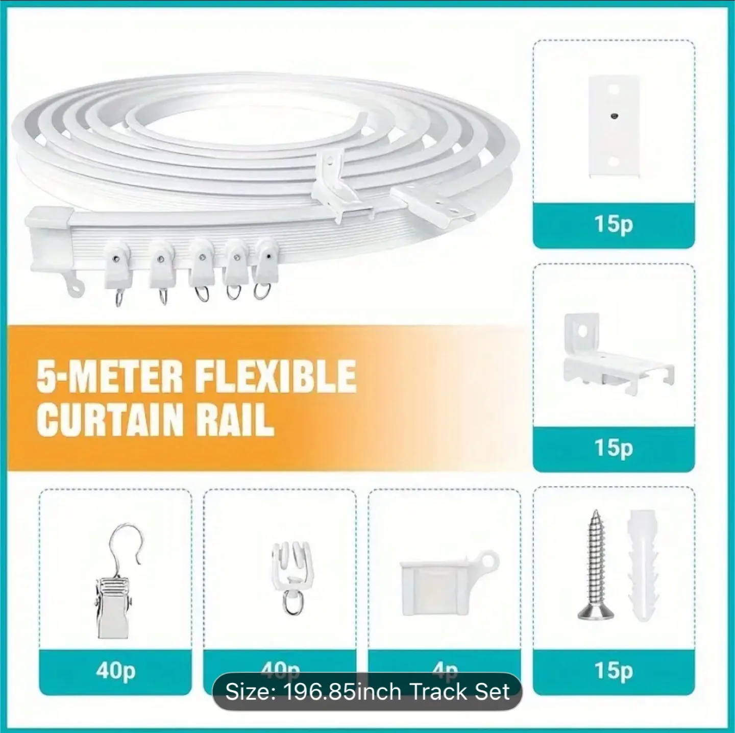 Flexible Curtain Rail Track Set - 5m thumbnail