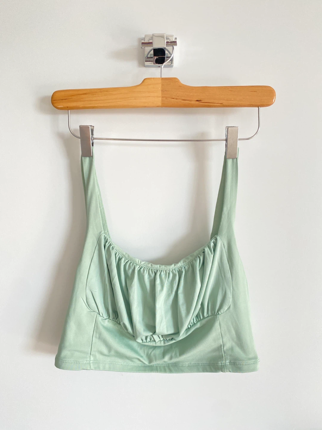 Ruched bust mint green top
