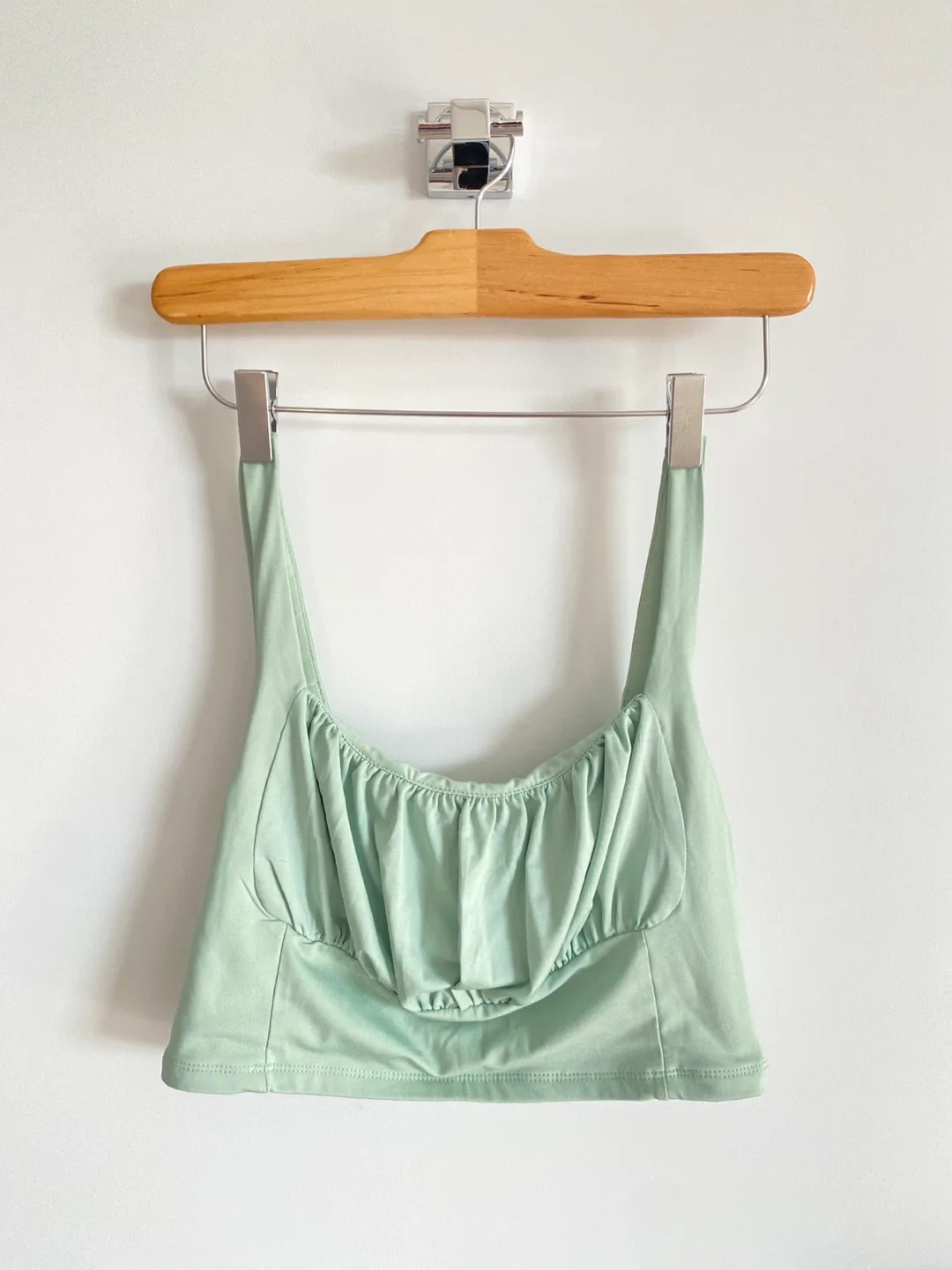 Ruched bust mint green top thumbnail
