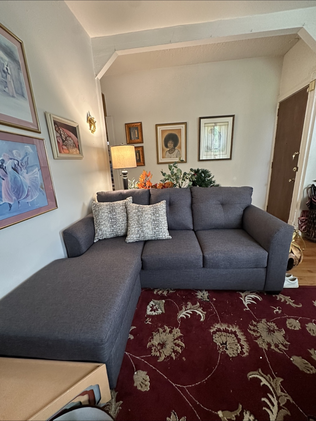 Gray Sectional Sofa with Chaise Lounge