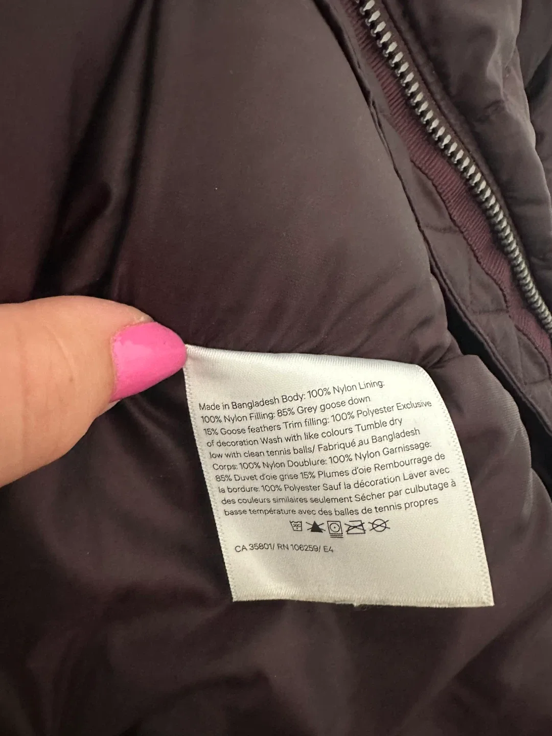 Lululemon Brave The Cold Jacket Black Cherry Puffer Winter image indicator(10)