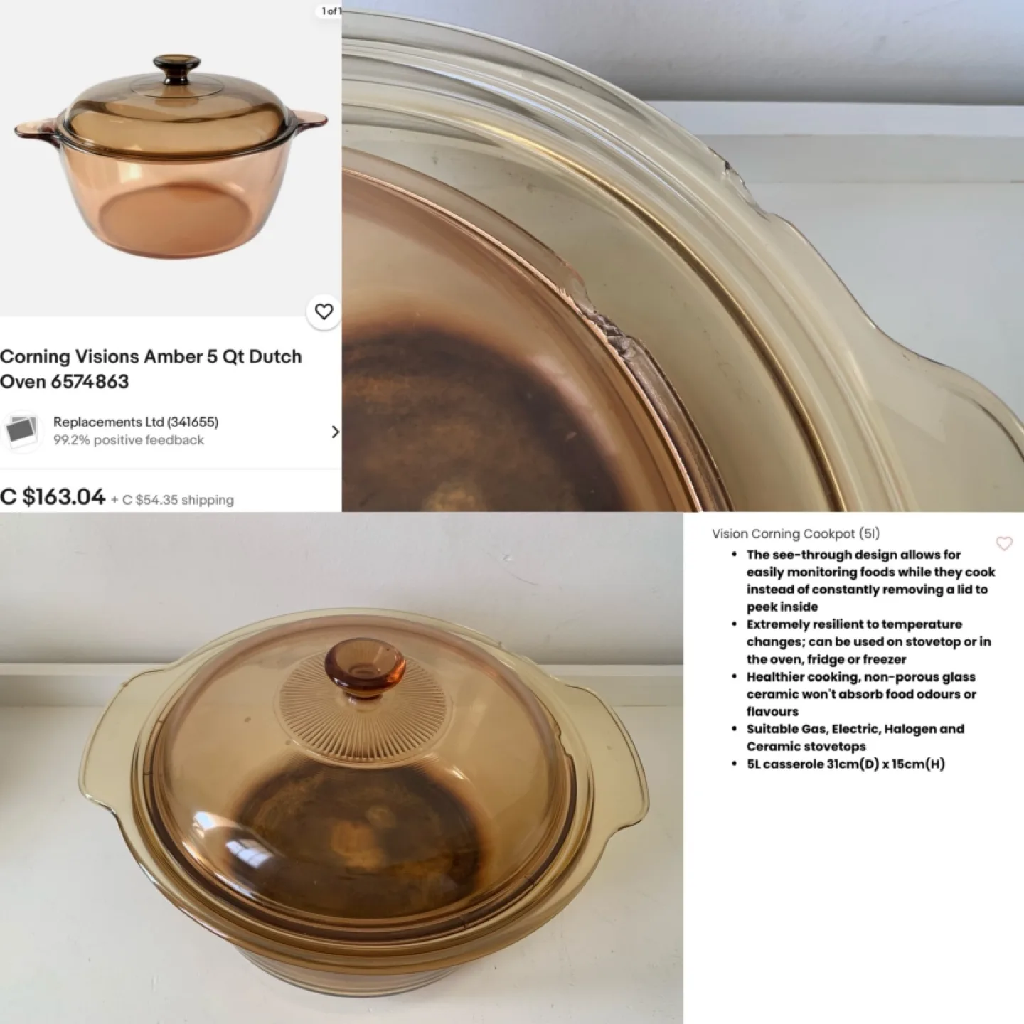Corning Visions Amber 5 Qt Dutch Oven thumbnail