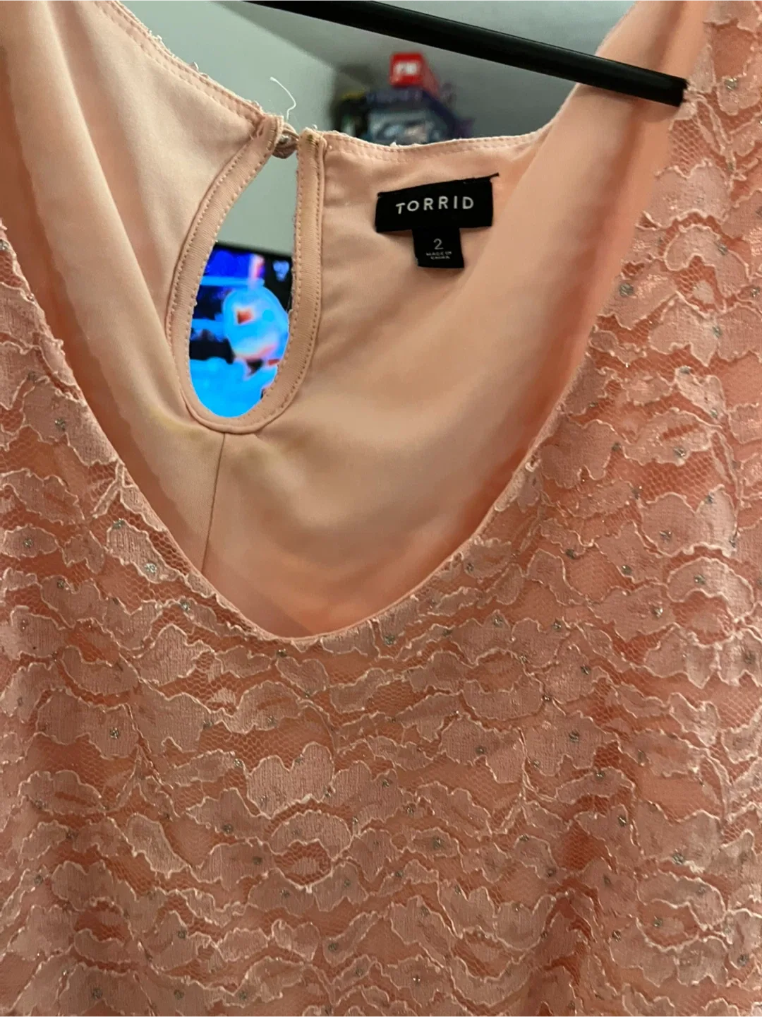 Torrid Size 2 Pink Lace Floral Design Dress image indicator(2)