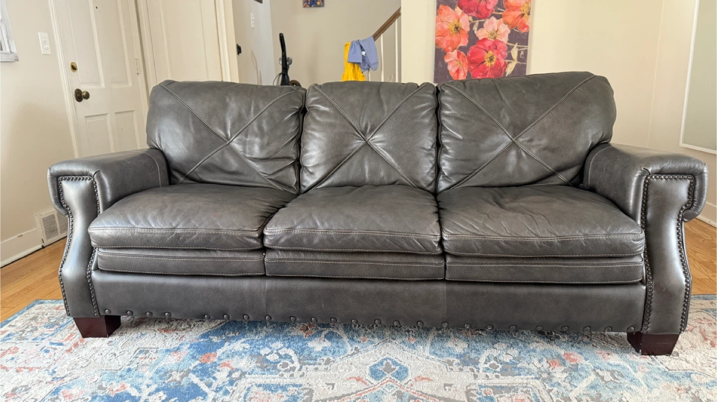 Leather Sofa - Gray - photo 2