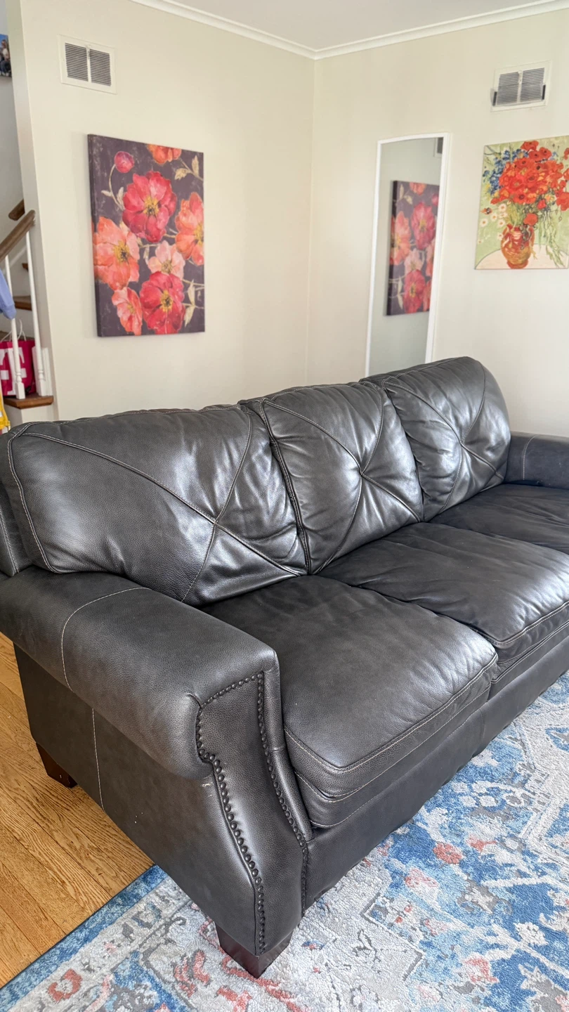 Leather Sofa - Gray