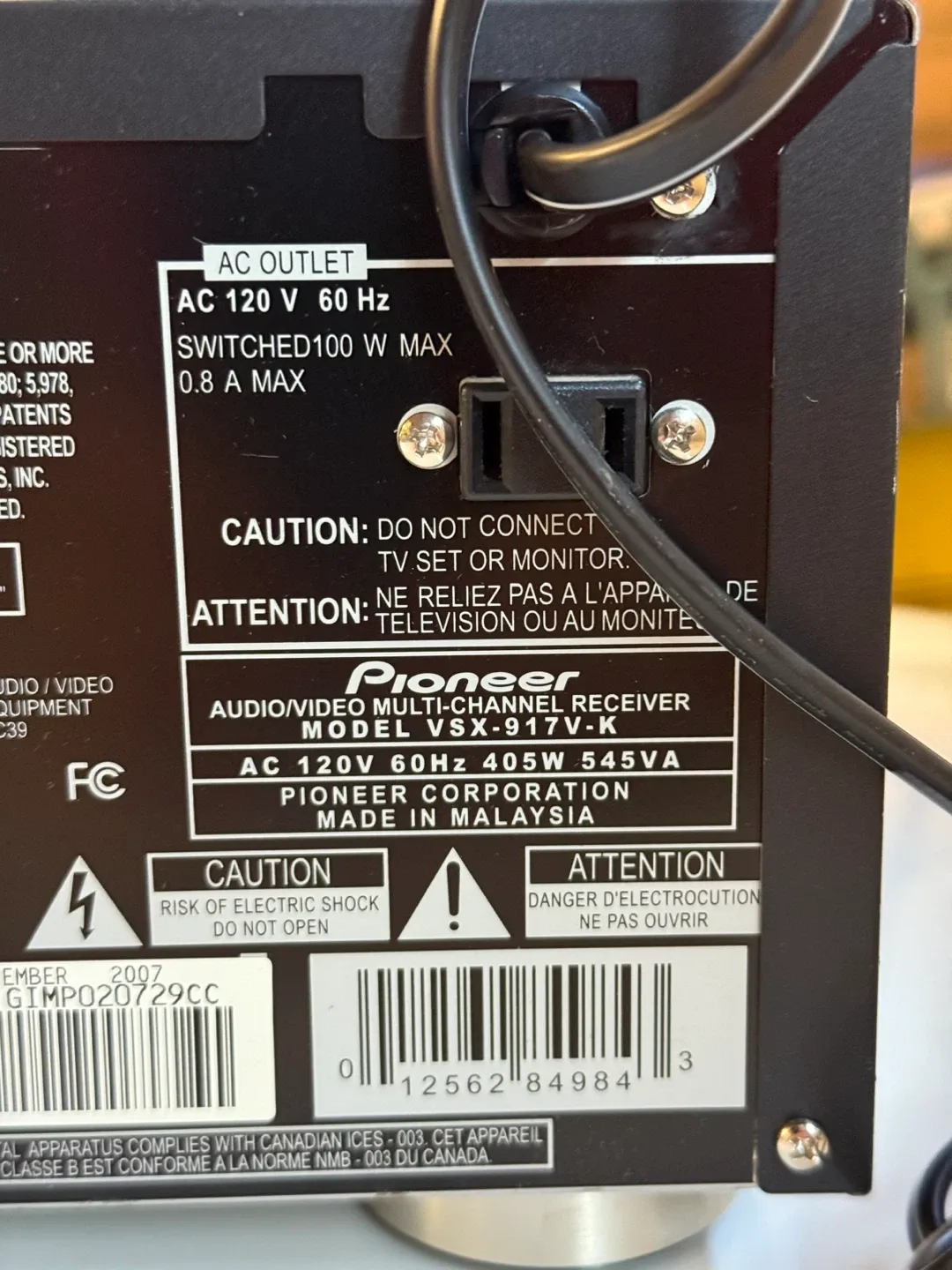 Pioneer VSX-917V-K Audio/Video Multi-Channel Receiver image indicator(4)