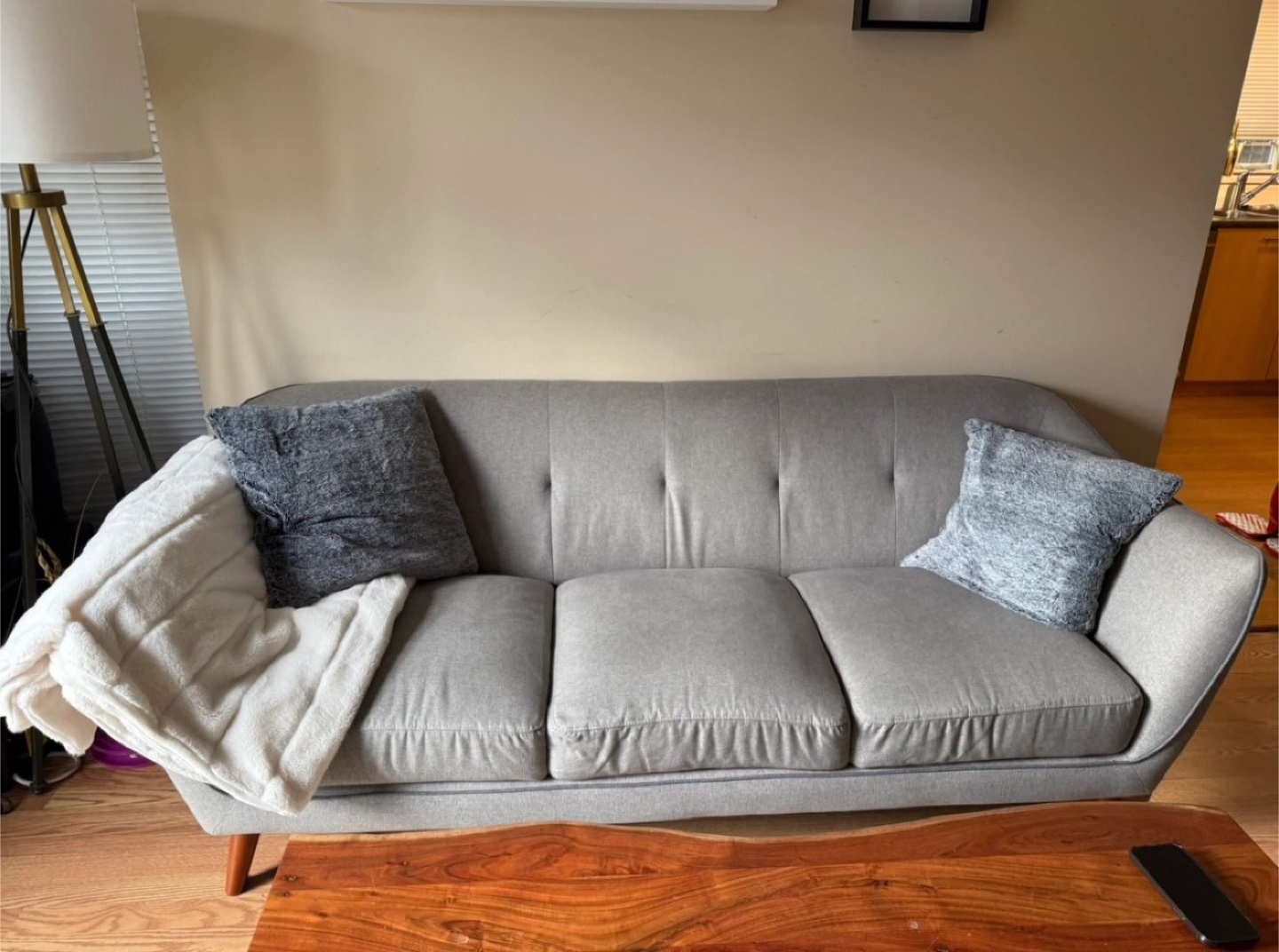 Grey Three-Seat Sofa