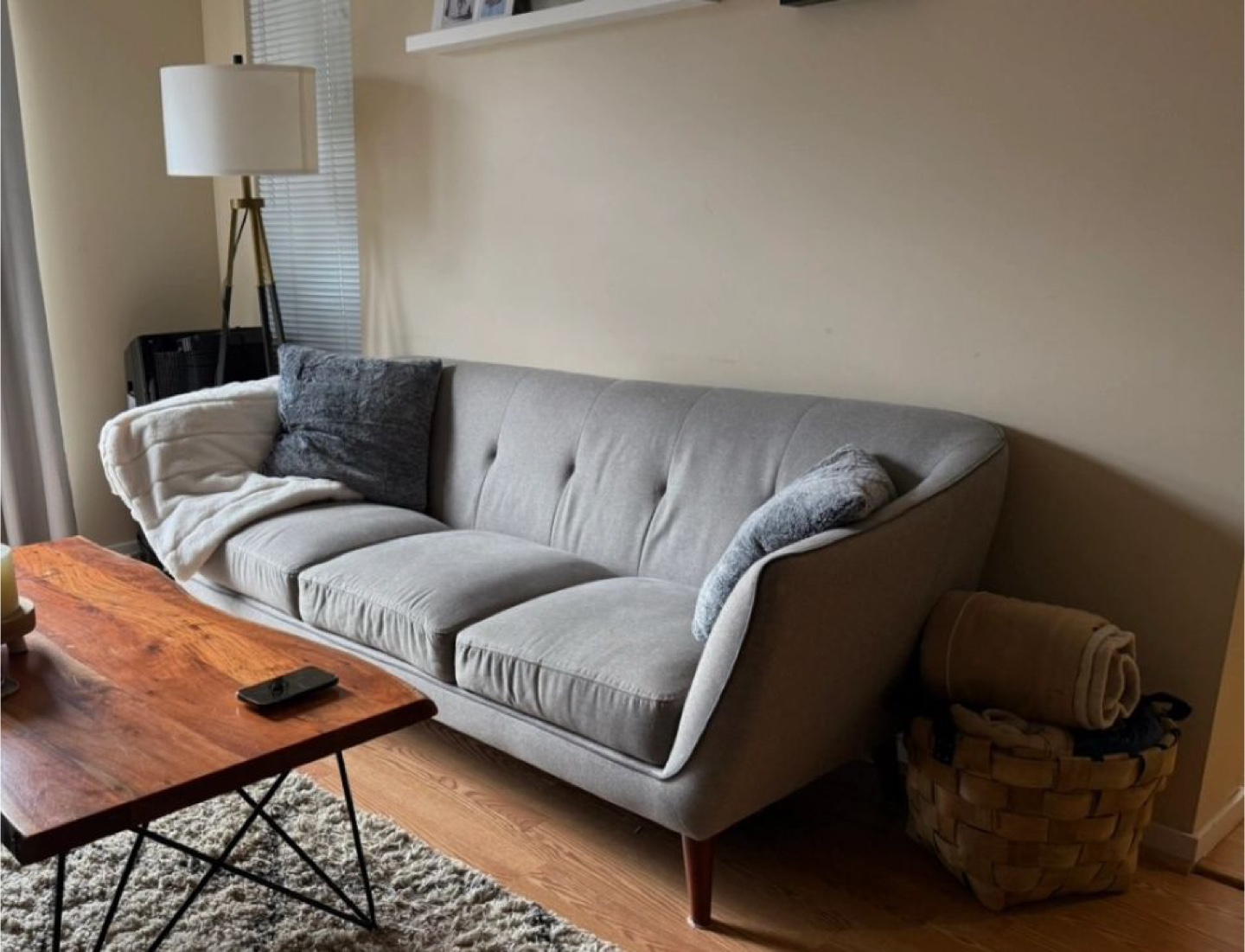 Grey Three-Seat Sofa - photo 3