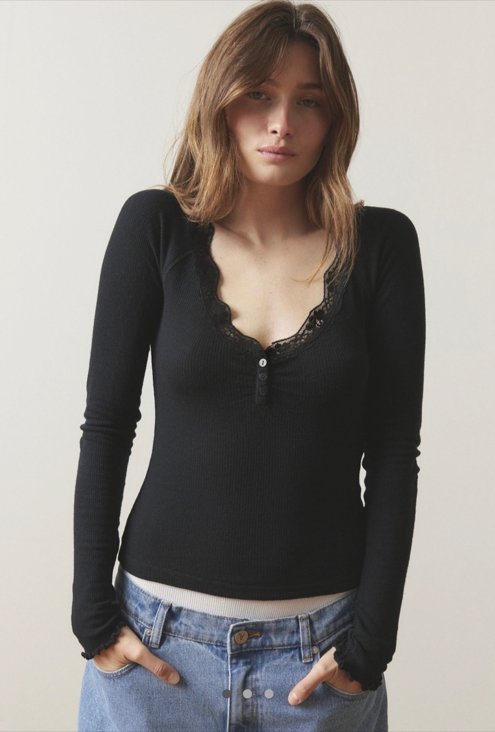 Urban Outfitters Out From Under Diana Henley Top - Size Medium