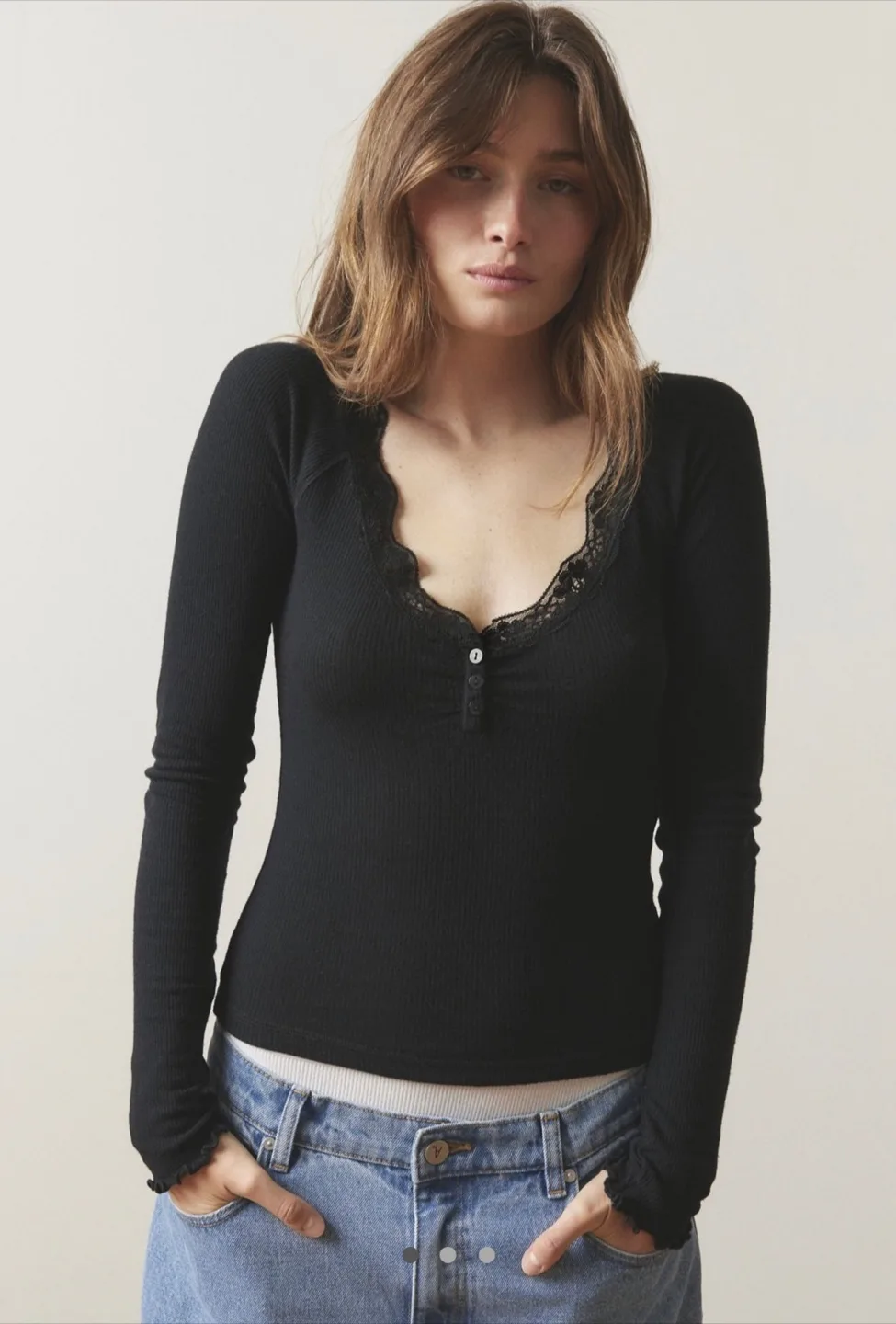 Urban Outfitters Out From Under Diana Henley Top - Size Medium thumbnail