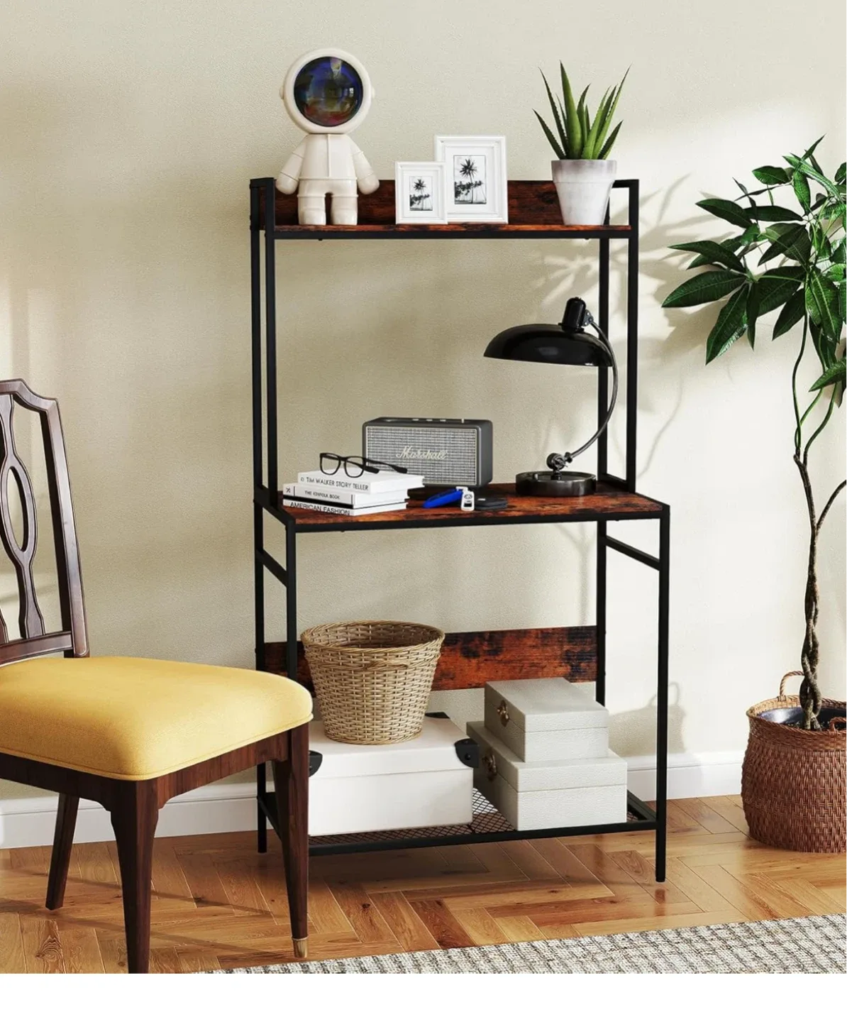 Brown & Black Bookshelf Desk image indicator(3)