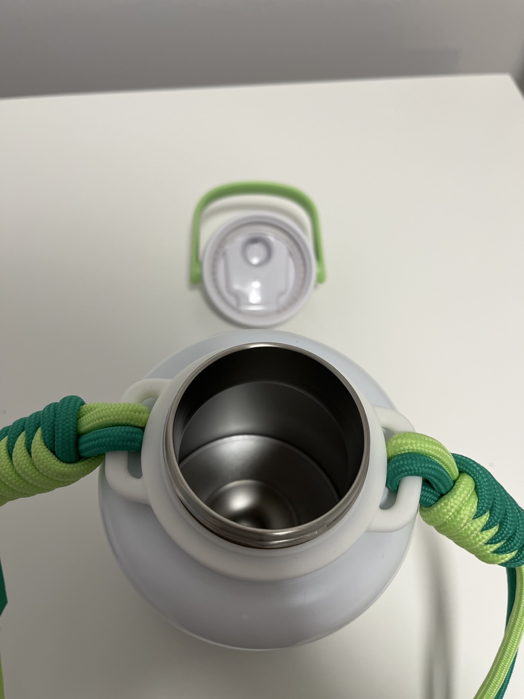 Starbucks White Water Bottle with Green Strap - photo 3