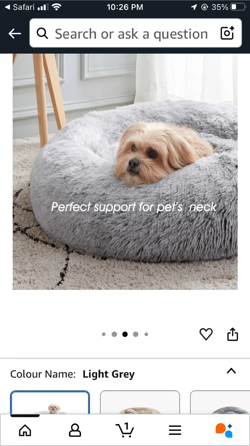 Light Grey Plush Calming Pet Bed (Medium) image indicator(5)