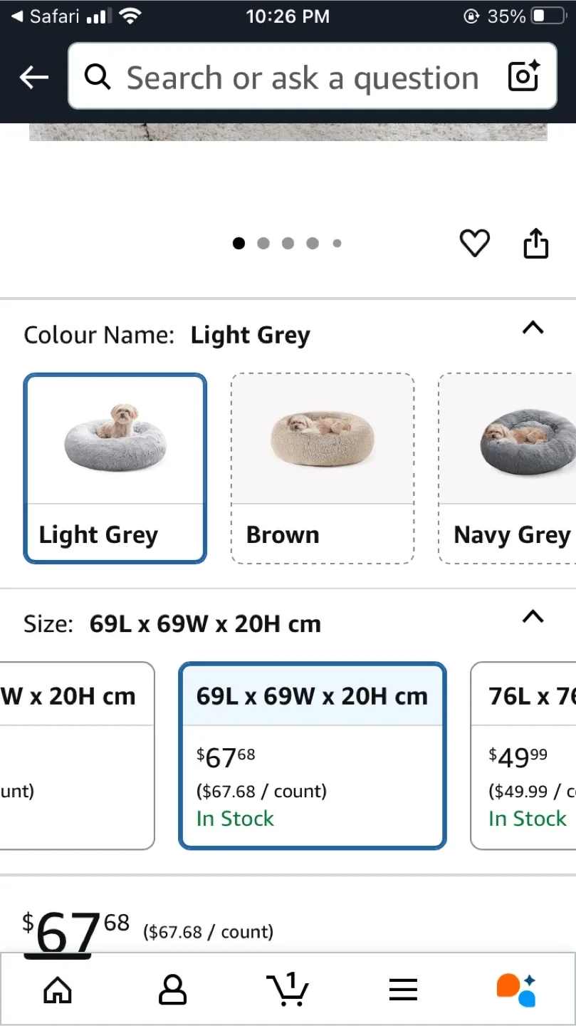 Light Grey Plush Calming Pet Bed (Medium) image indicator(6)