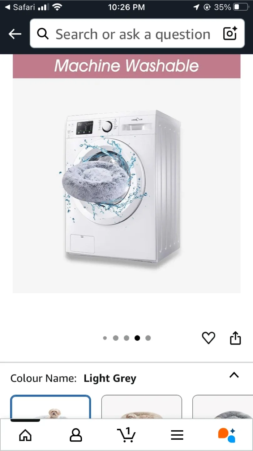 Light Grey Plush Calming Pet Bed (Medium) image indicator(4)