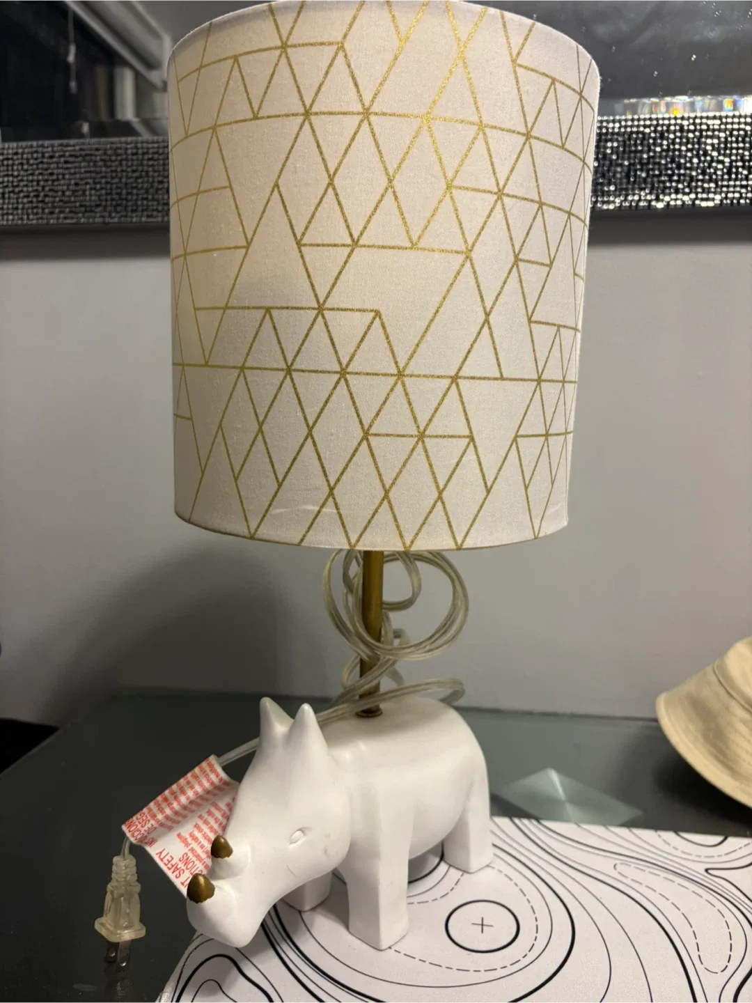 Rhino Table Lamp with Geometric Shade thumbnail