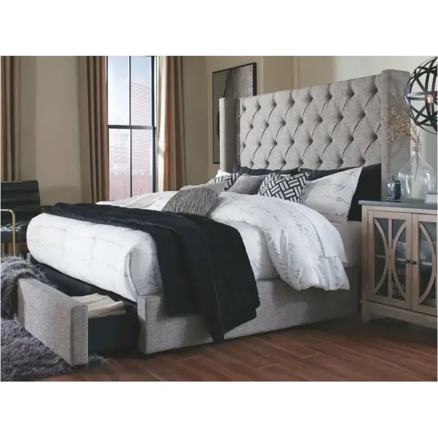Need gone asap! Ashley Queen Upholstered Bed with Storage