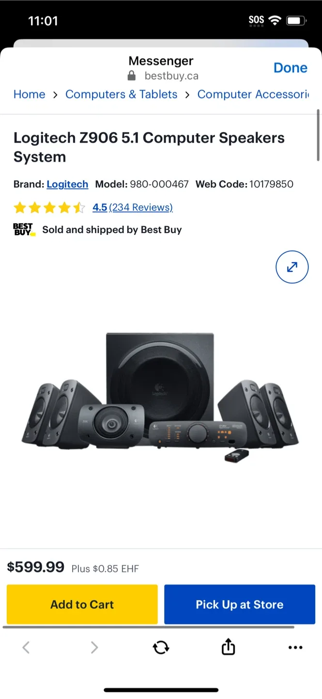 Logitech Z906 5.1 Computer Speakers System thumbnail