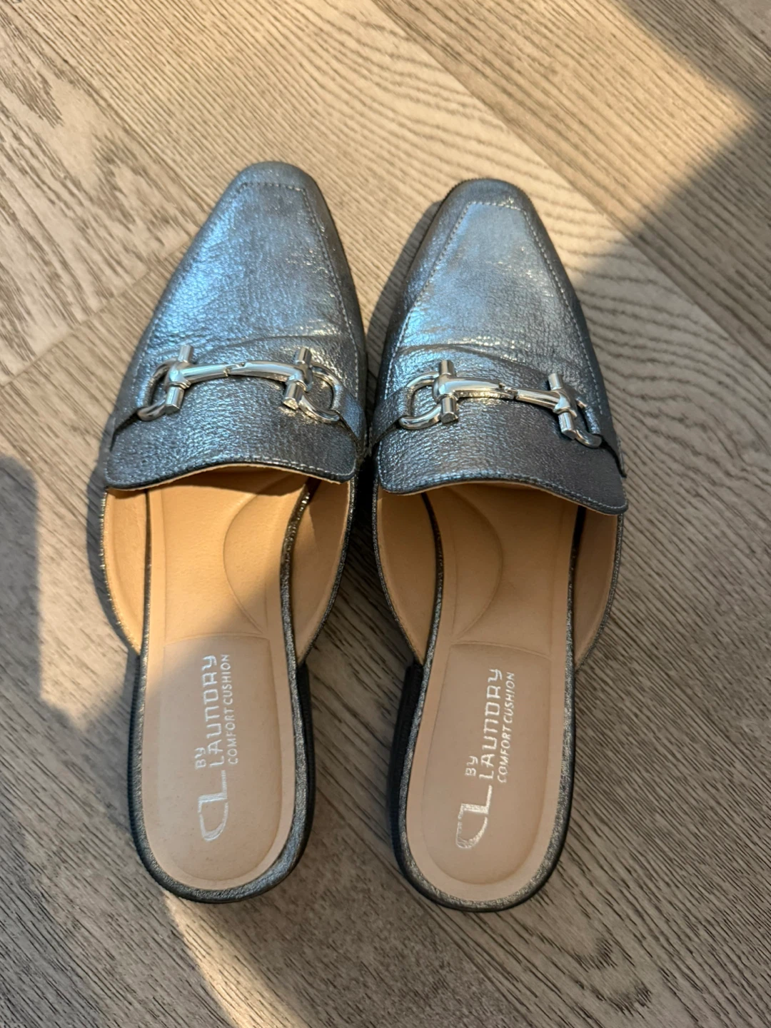 CL by Laundry Silver Mules - Size 6.5