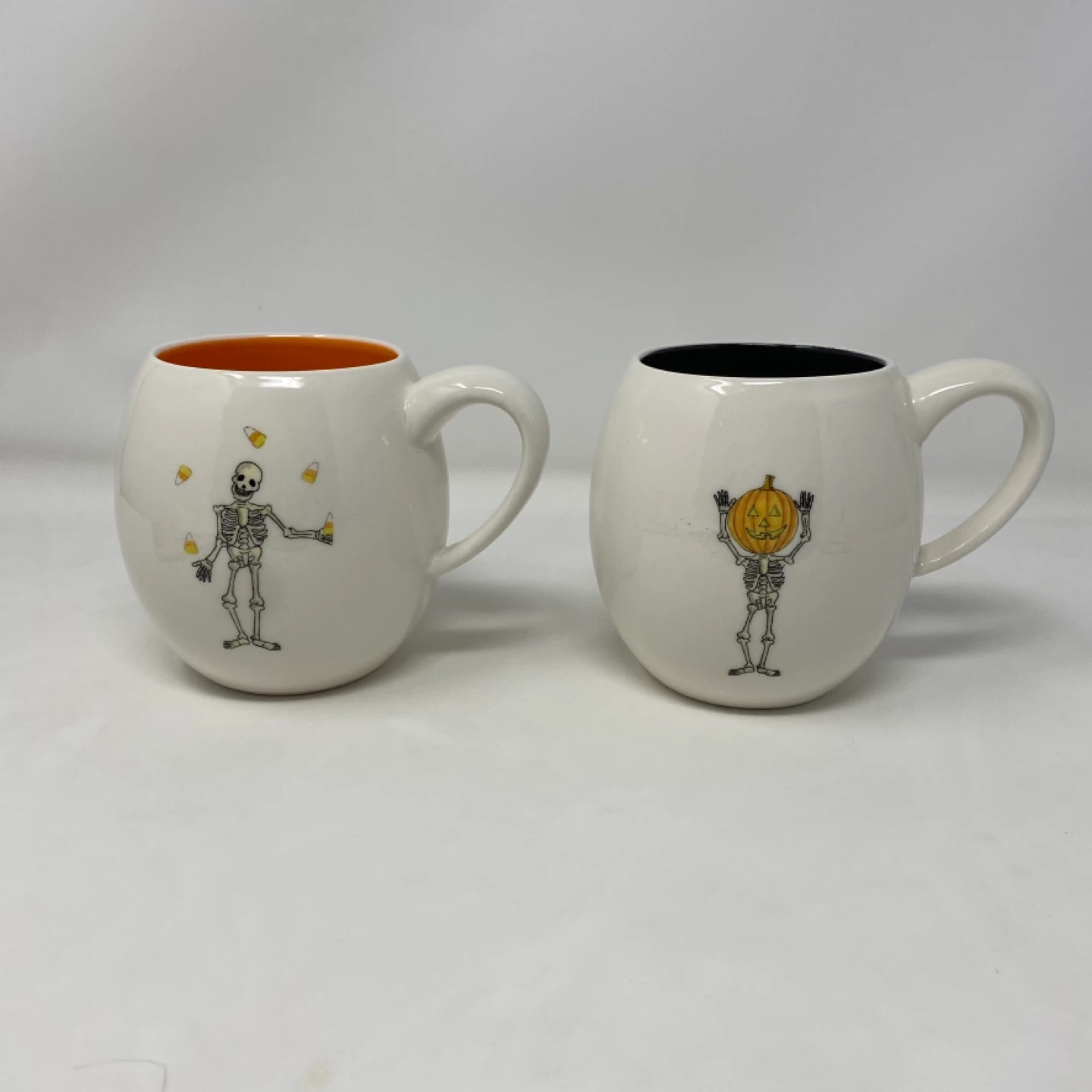 Rae Dunn Halloween Mugs - Skeleton & Pumpkin