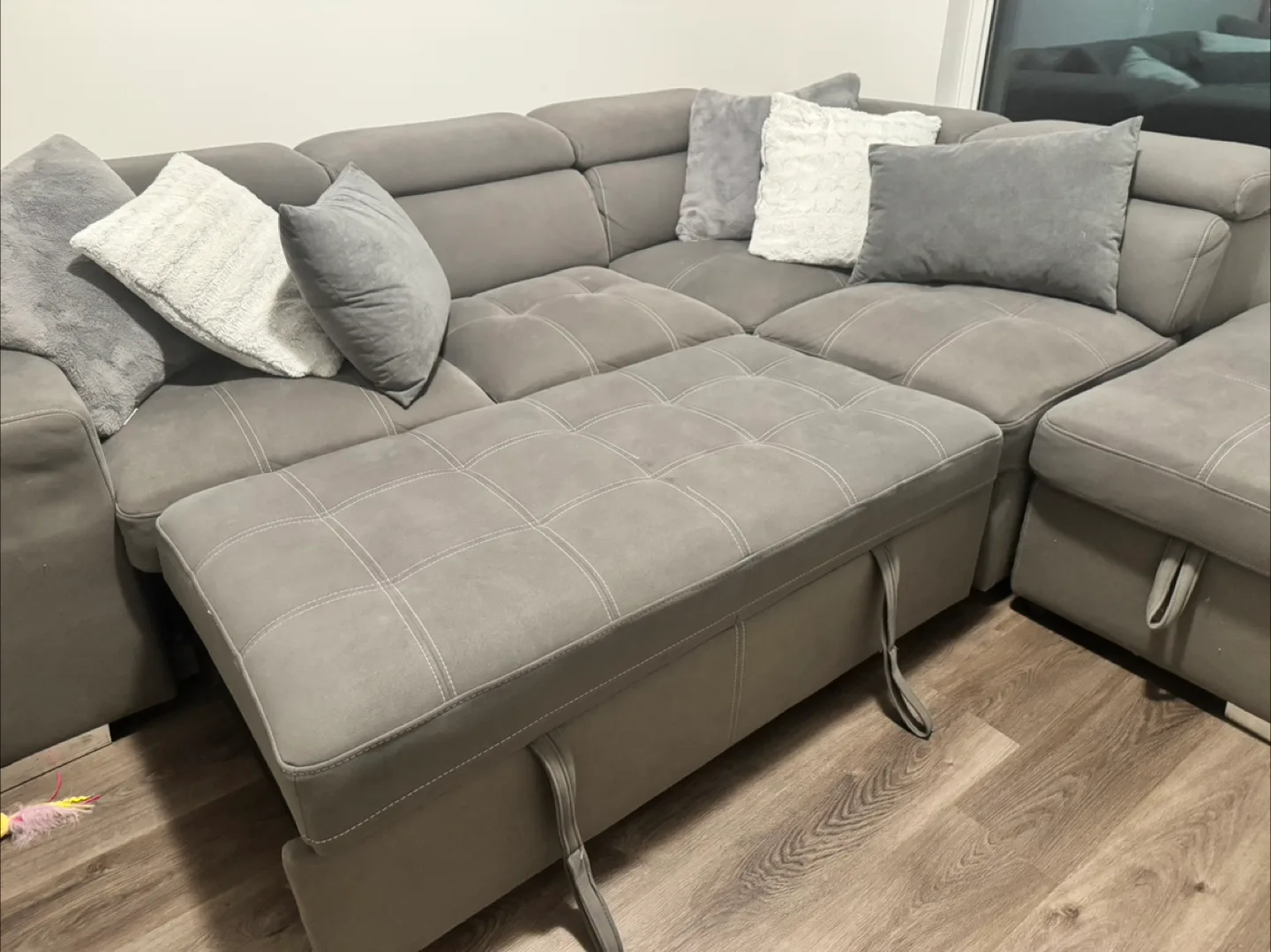 Grey Sectional Couch with Ottoman image indicator(2)