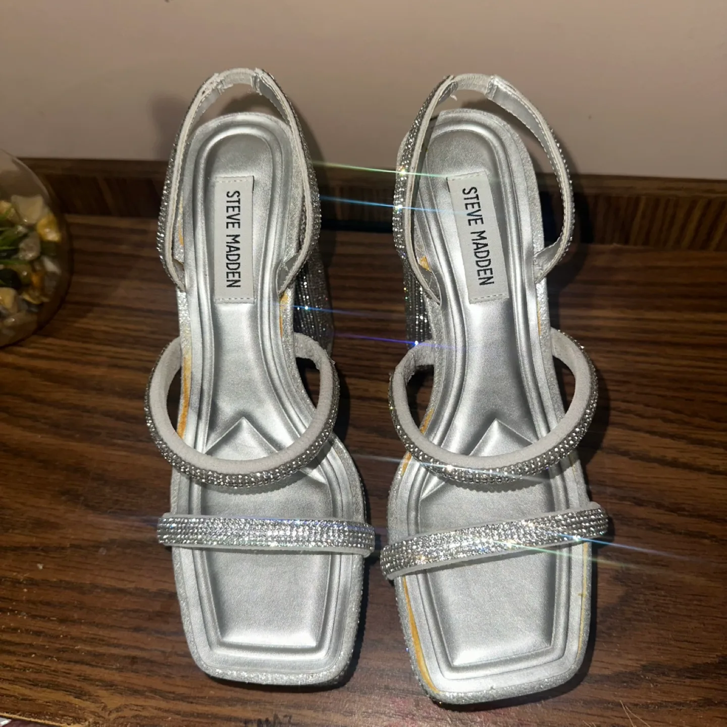 Silver Rhinestone Platform Heels, Size 7.5 image indicator(4)