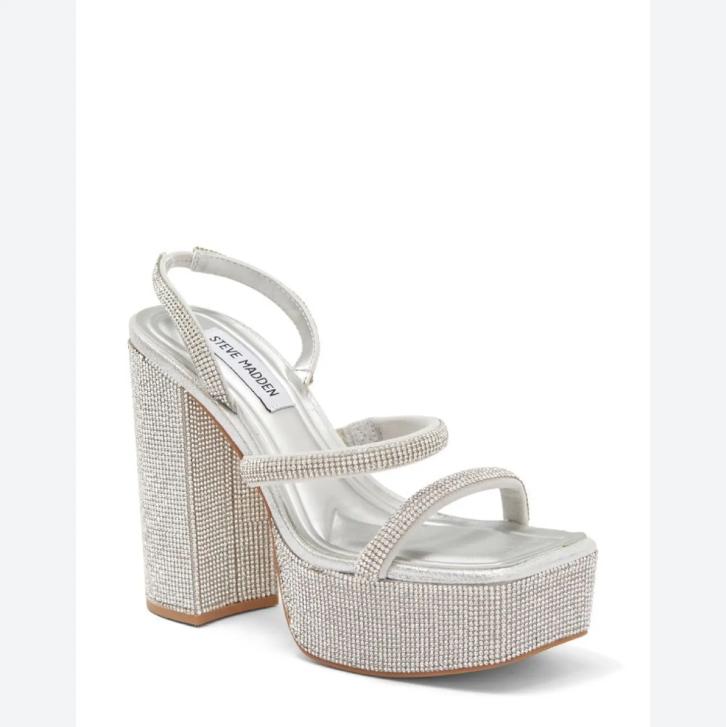 Silver Rhinestone Platform Heels, Size 7.5 thumbnail