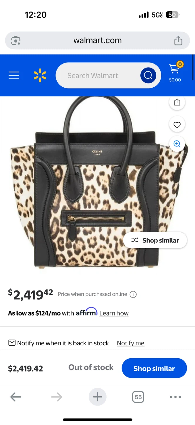 Celine Leopard Print Leather Handbag