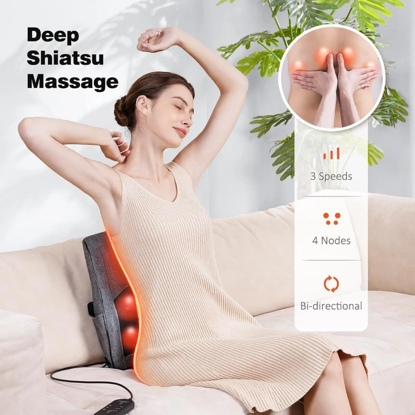 Boriwat Shiatsu Massage Pillow with Heat image indicator(4)