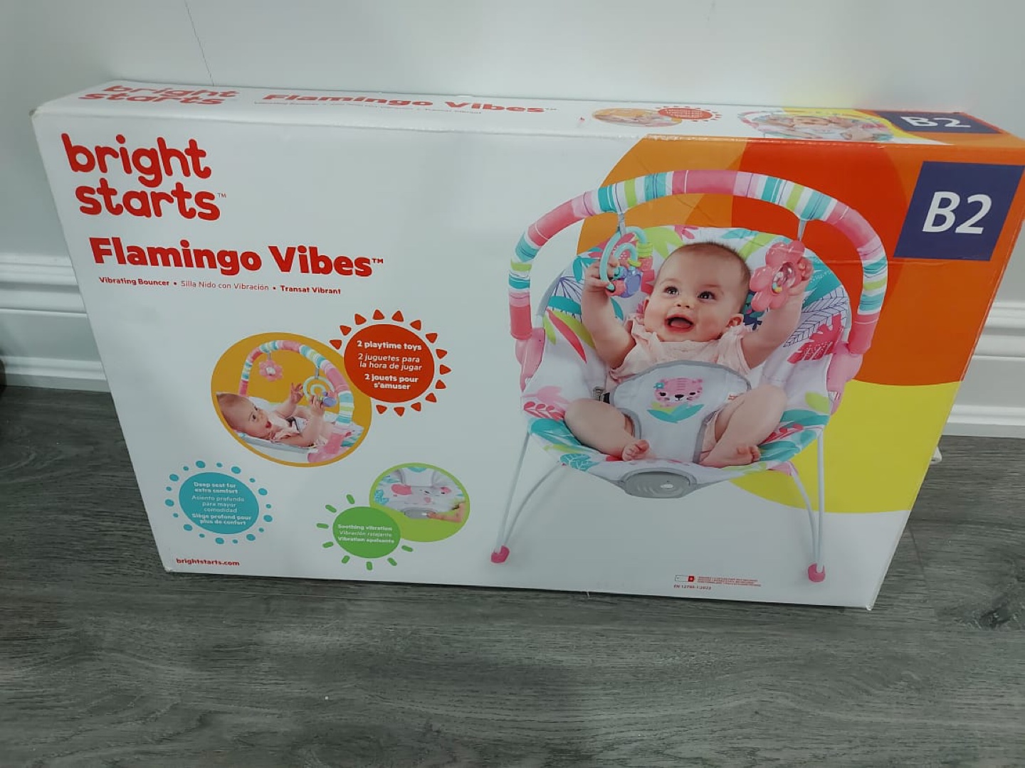 Bright Starts Flamingo Vibes Vibrating Bouncer