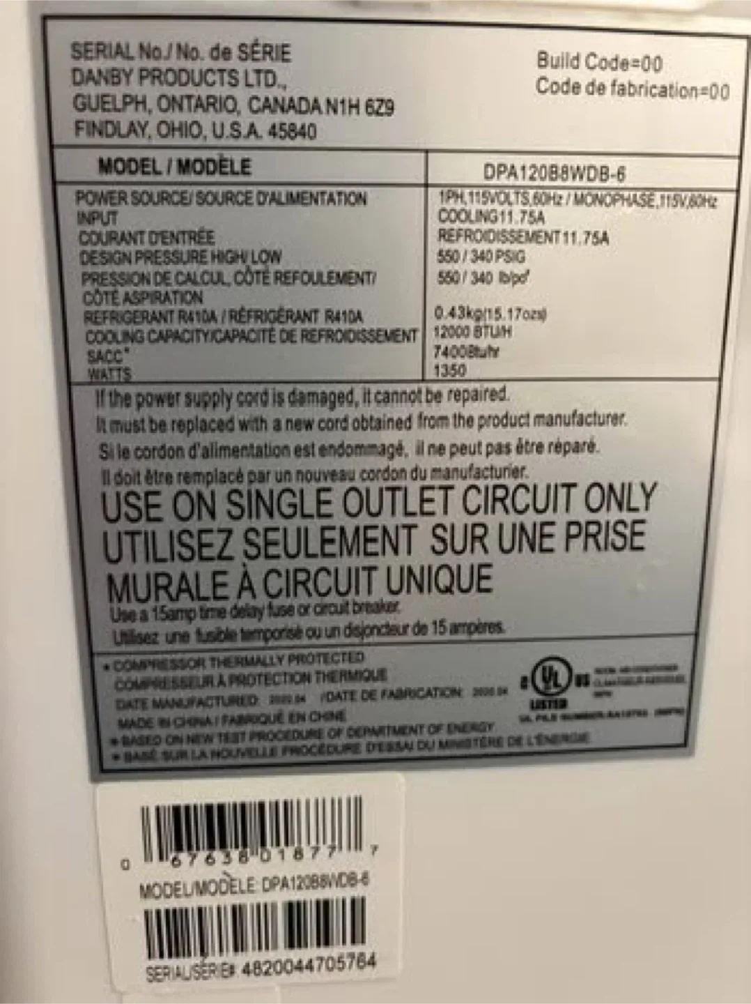 Danby DPA120B8WDB-6 Portable Air Conditioner image indicator(3)