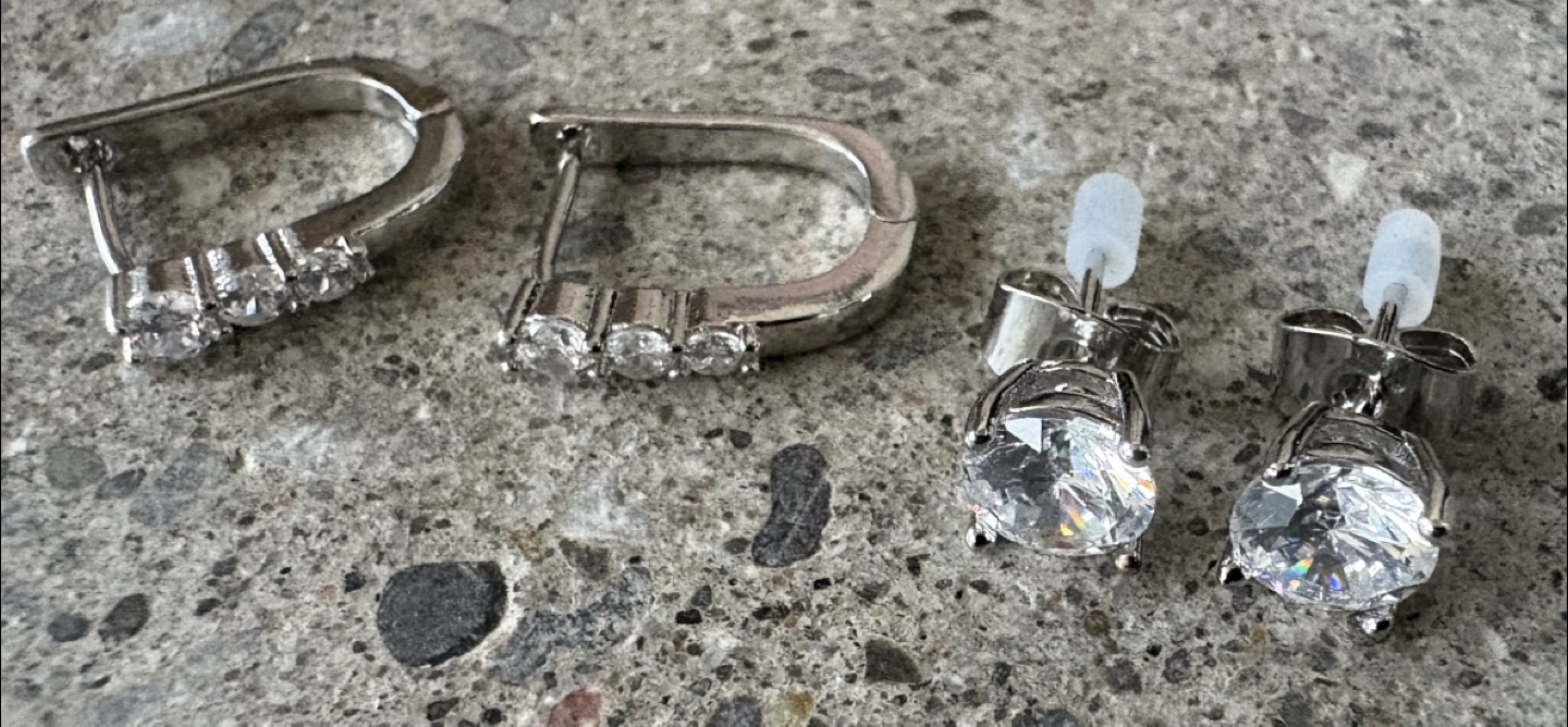Mia Sarine Silver Plated Cubic Zirconia Earrings New