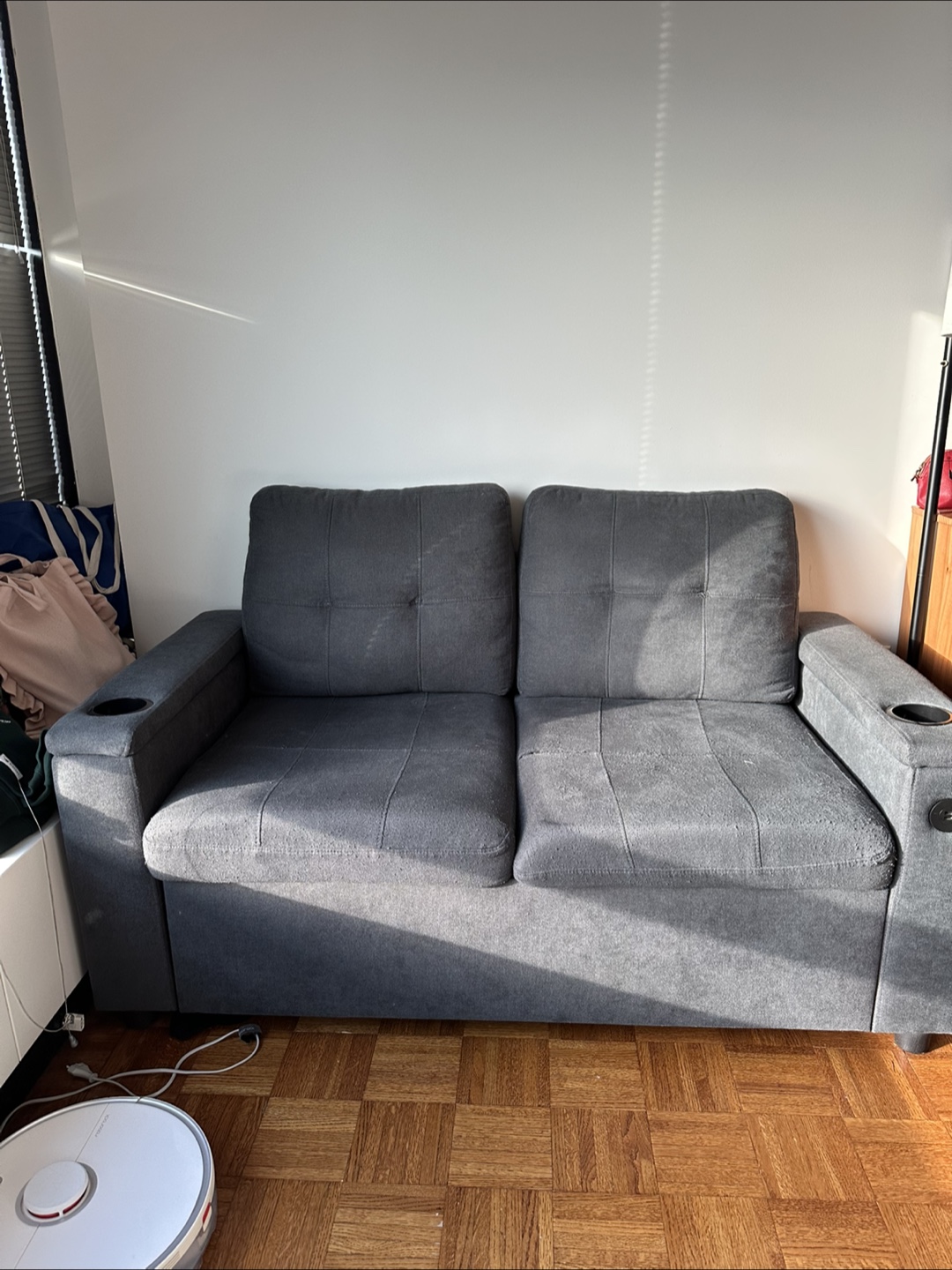 Gray Loveseat Sleeper Sofa with Ottoman - photo 2