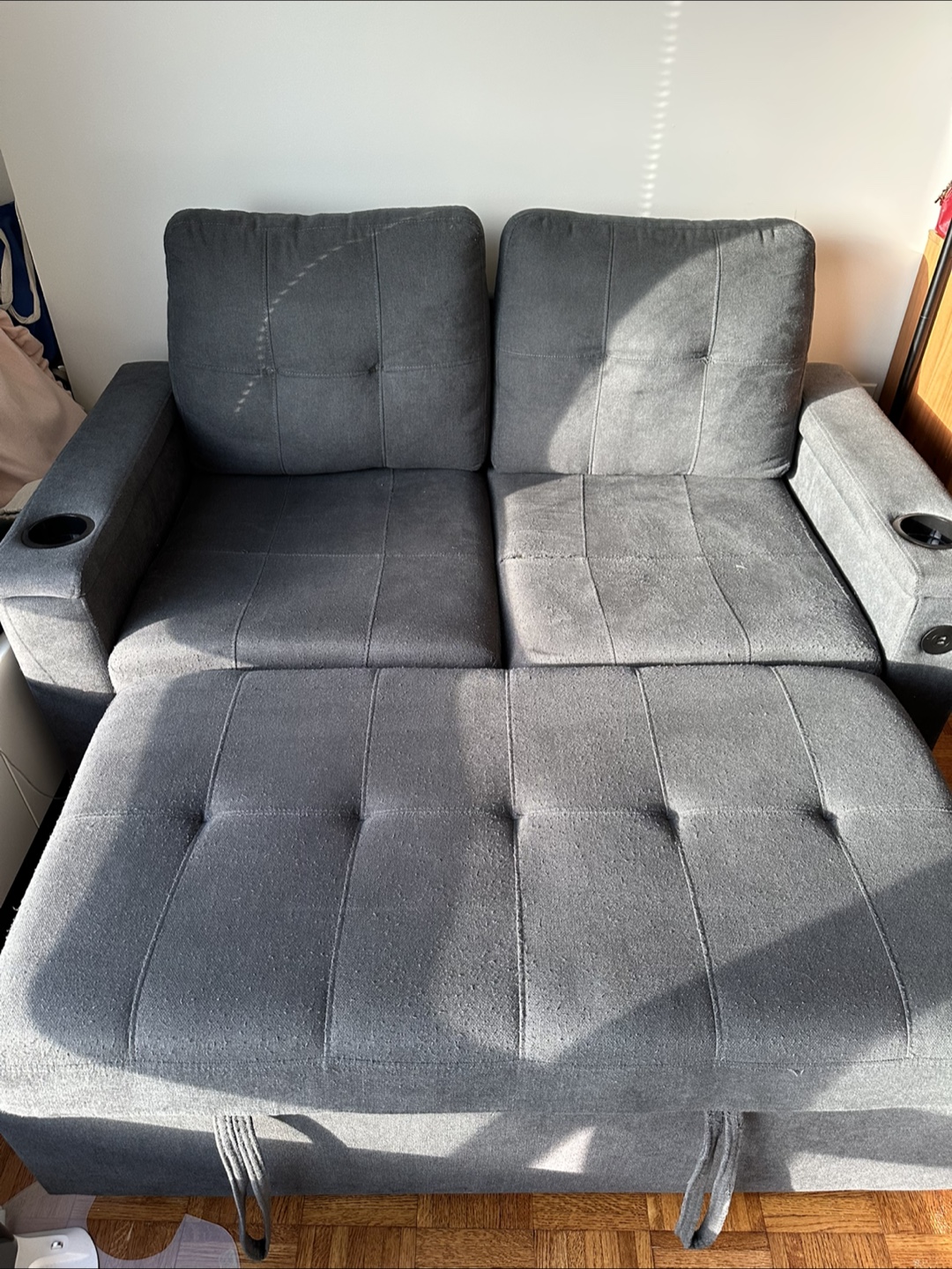 Gray Loveseat Sleeper Sofa with Ottoman - photo 5