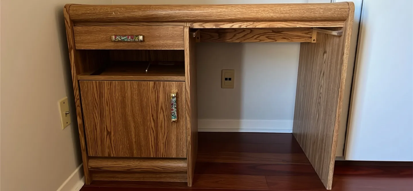 Wood Veneer Desk with Drawer & Cabinet thumbnail