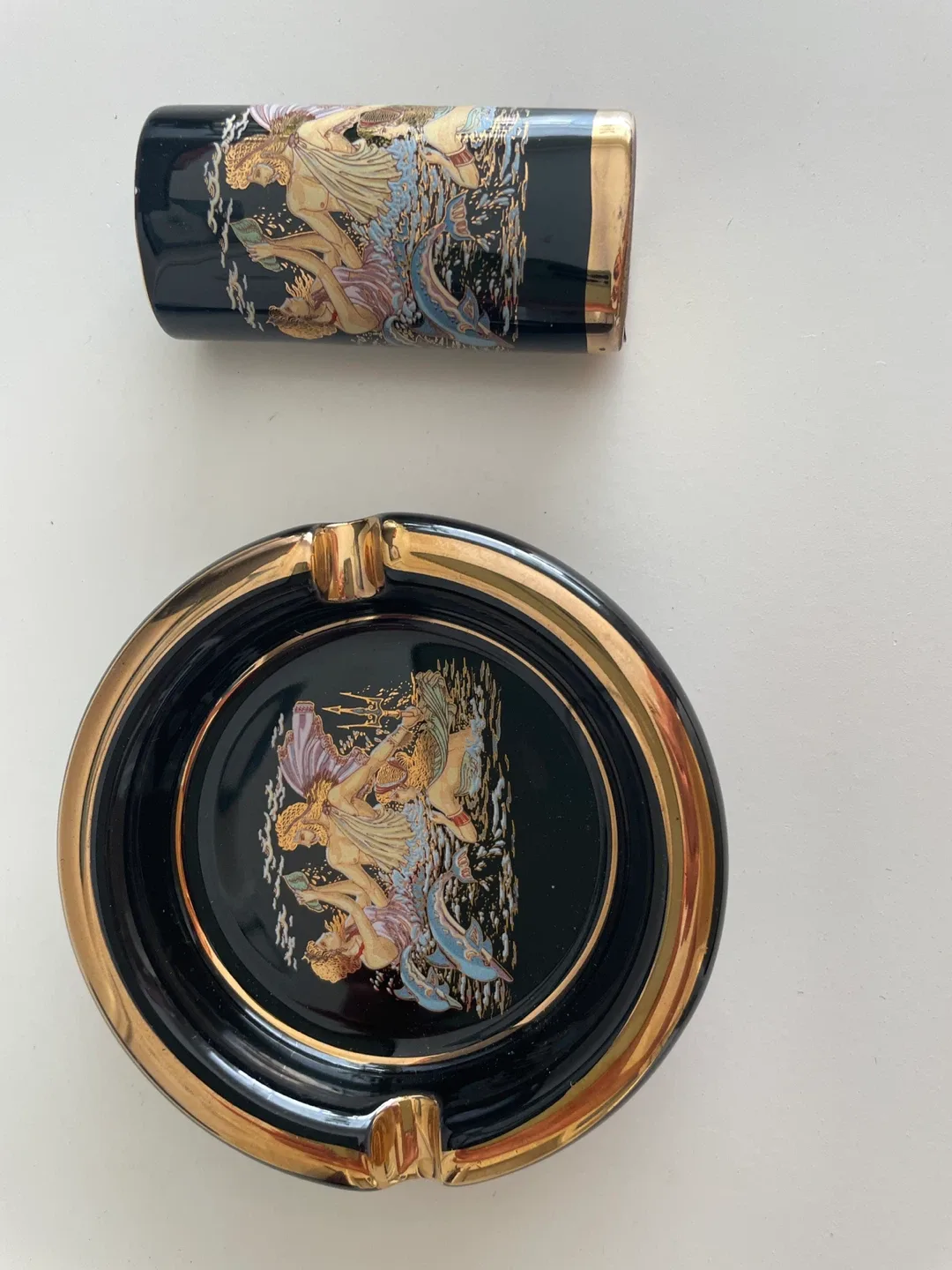 New Ashtray & Lighter Set with 24K Gold thumbnail